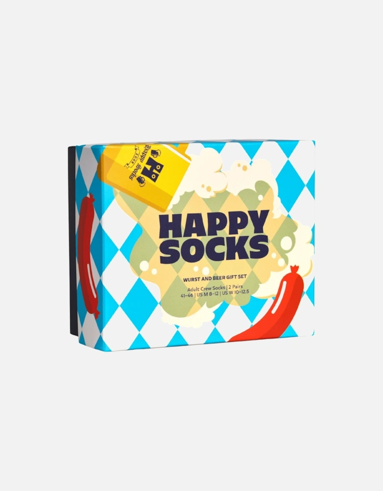 2-Pack Beer & Sausages Socks Gift Box, Blue