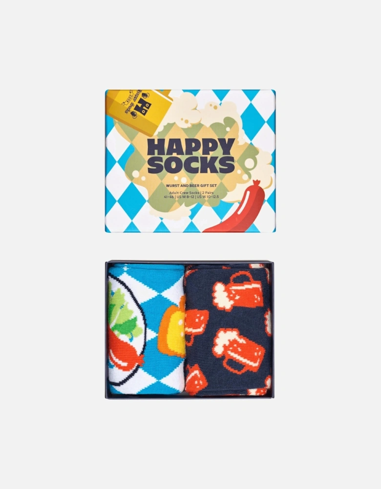 2-Pack Beer & Sausages Socks Gift Box, Blue