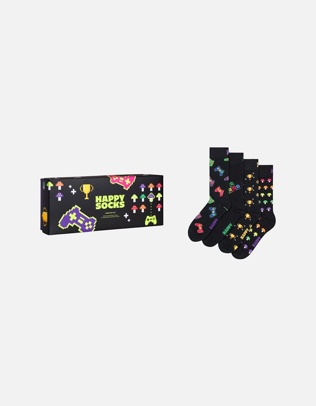 4-Pack Gamer Socks Gift Box, Black, 8 of 7