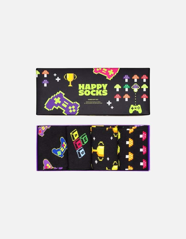 4-Pack Gamer Socks Gift Box, Black