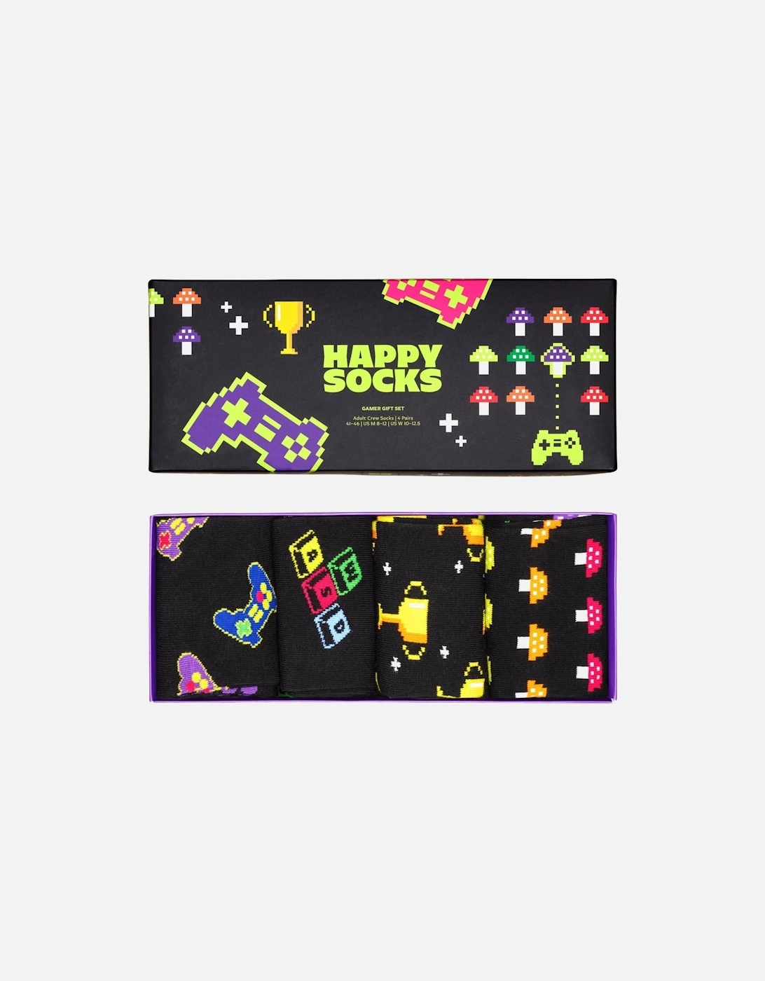 4-Pack Gamer Socks Gift Box, Black