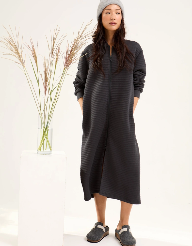 Quilted Jersey Housecoat in Charcoal