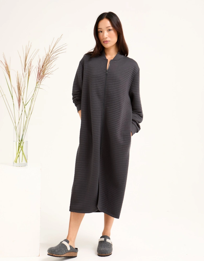 Quilted Jersey Housecoat in Charcoal