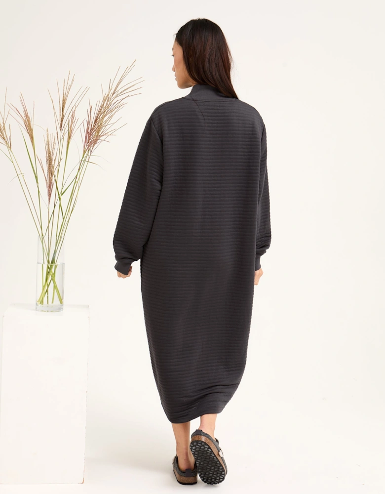 Quilted Jersey Housecoat in Charcoal