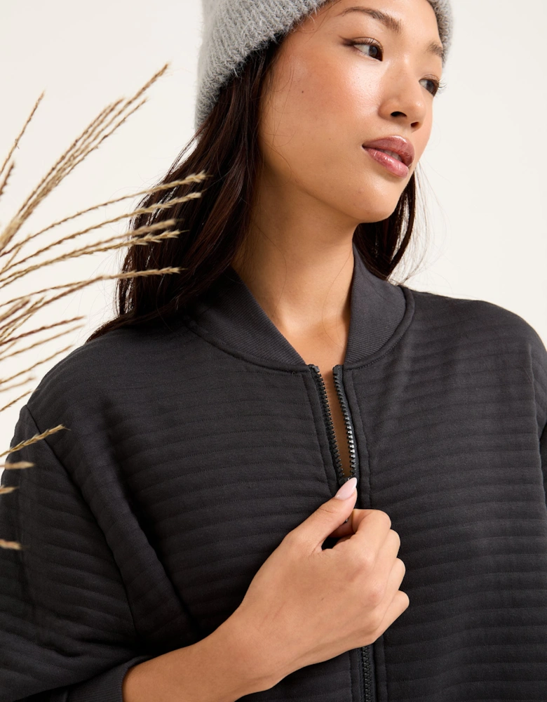 Quilted Jersey Housecoat in Charcoal