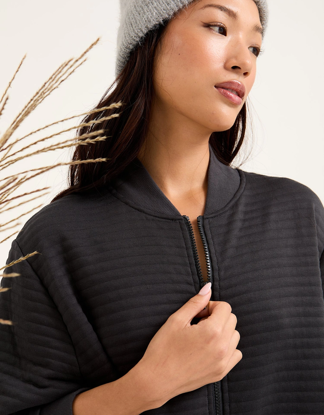 Quilted Jersey Housecoat in Charcoal