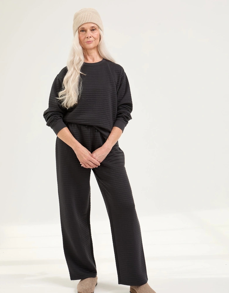 Quilted Jersey Lounge Set in Charcoal
