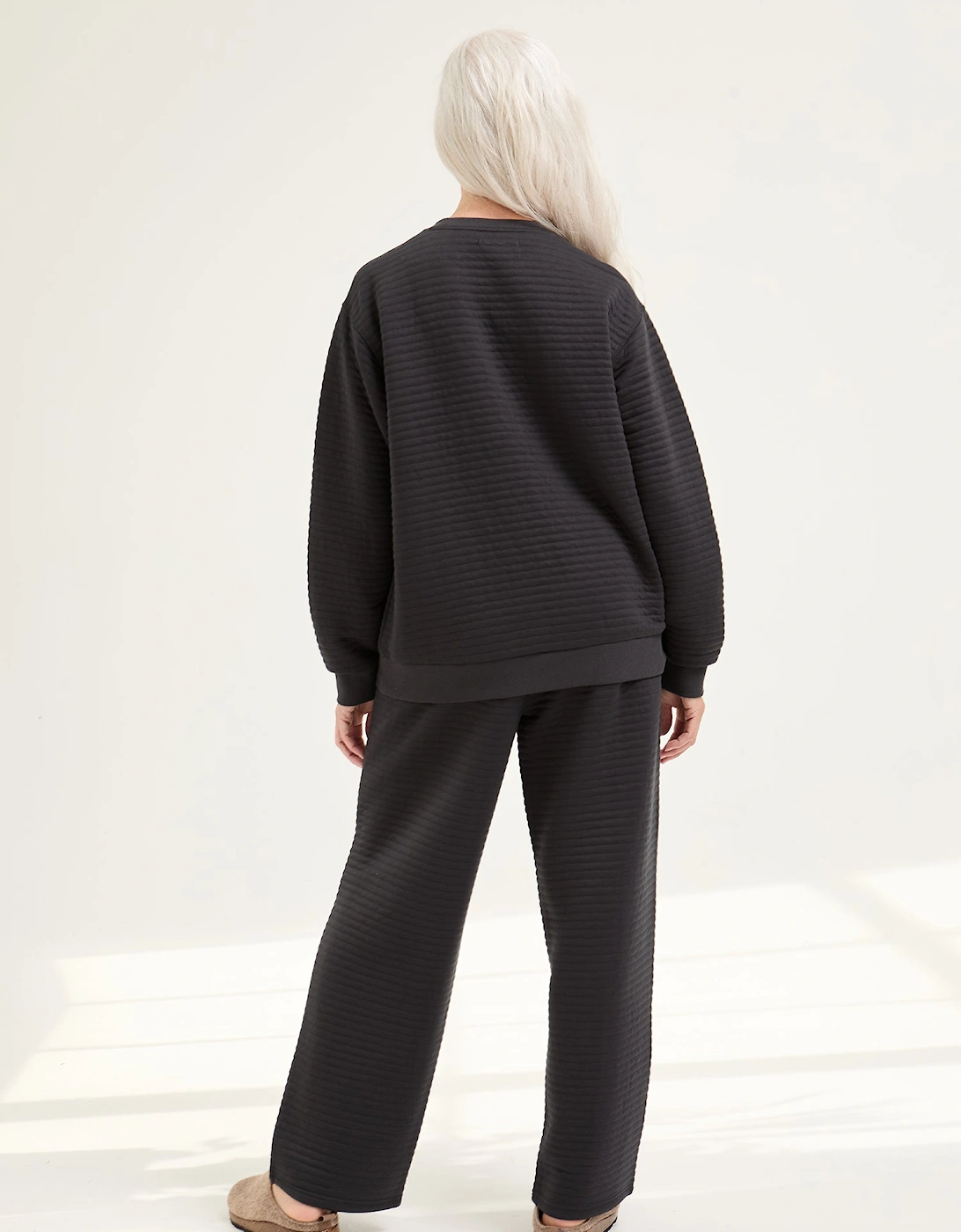 Quilted Jersey Lounge Set in Charcoal