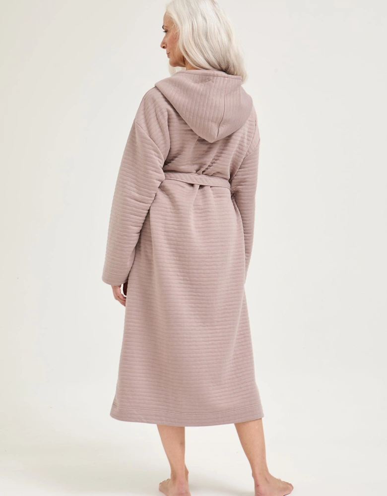 Quilted Jersey Hooded Robe in Mink
