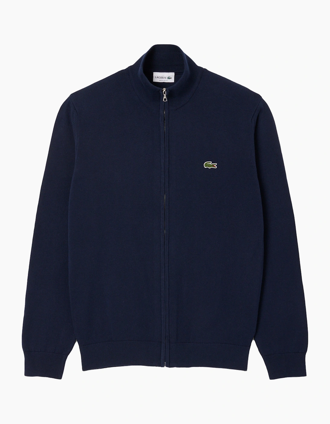 Lacoste Men's Navy Ah1957 Full Zip High Neck Cotton Knit  44 XX-Large