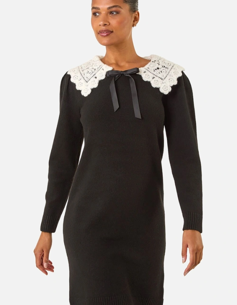 Crochet Collar Knitted Dress