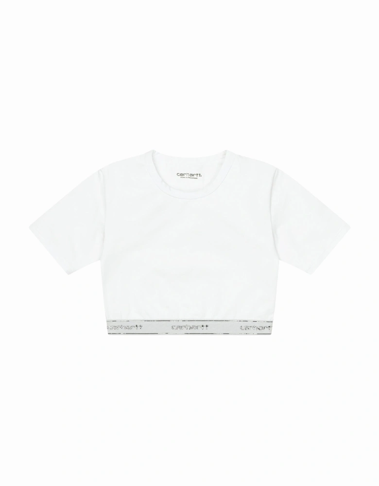 Womens Script Crop Top - White