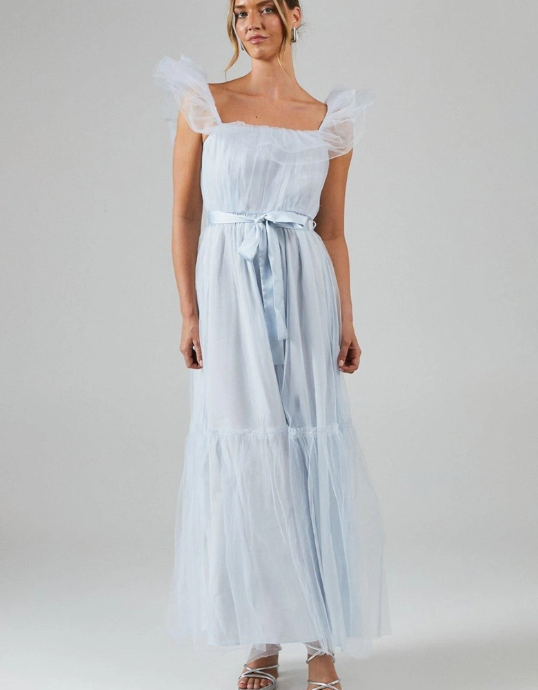 by Coast Bardot Tiered Mesh Bridesmaid Dress