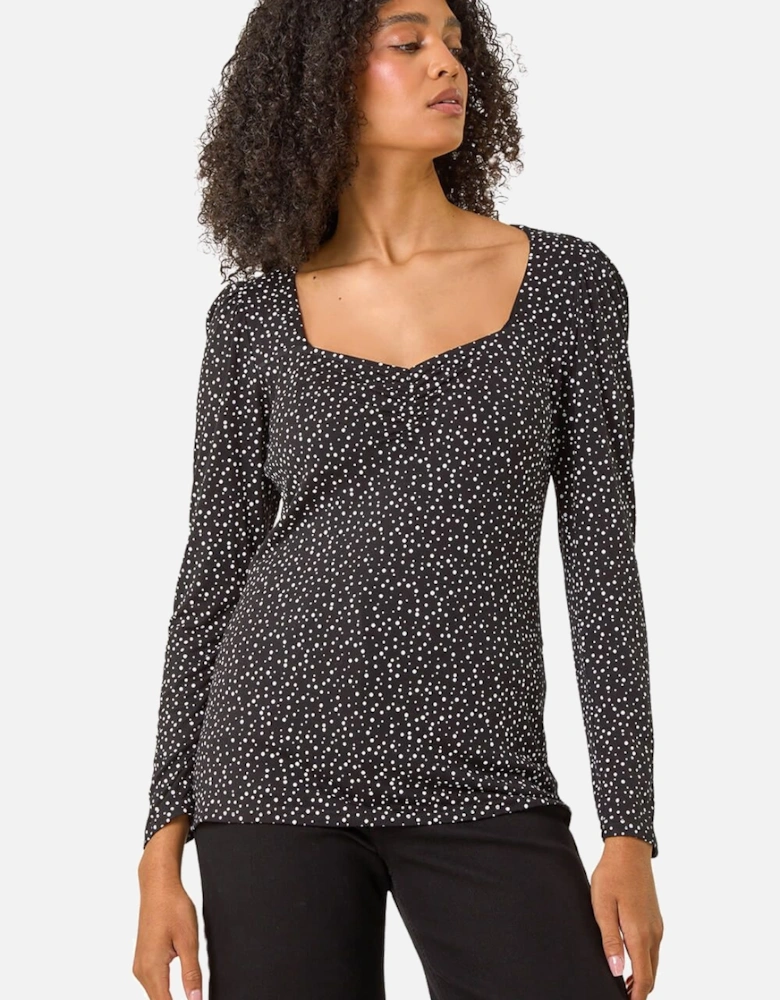 Sweetheart Neck Polka Dot Top
