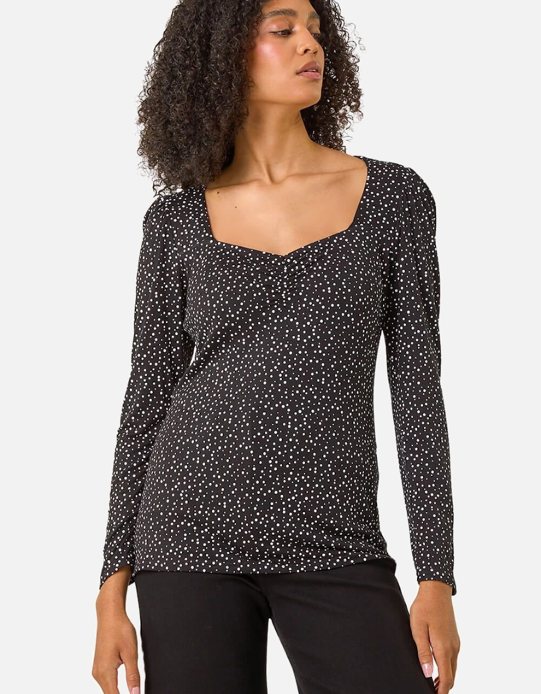 Sweetheart Neck Polka Dot Top, 2 of 1