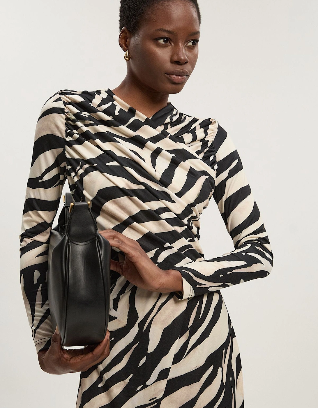 Zebra Print Crepe Twist Detail Maxi Dress, 2 of 1