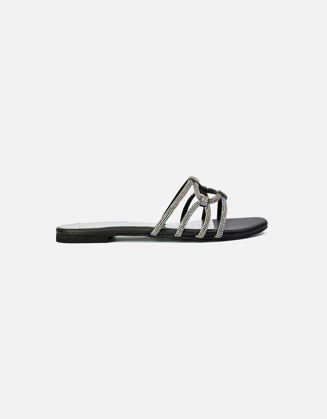 'Tiger' Flat Diamante Sandal Statement Sparkly Sliders, 2 of 1