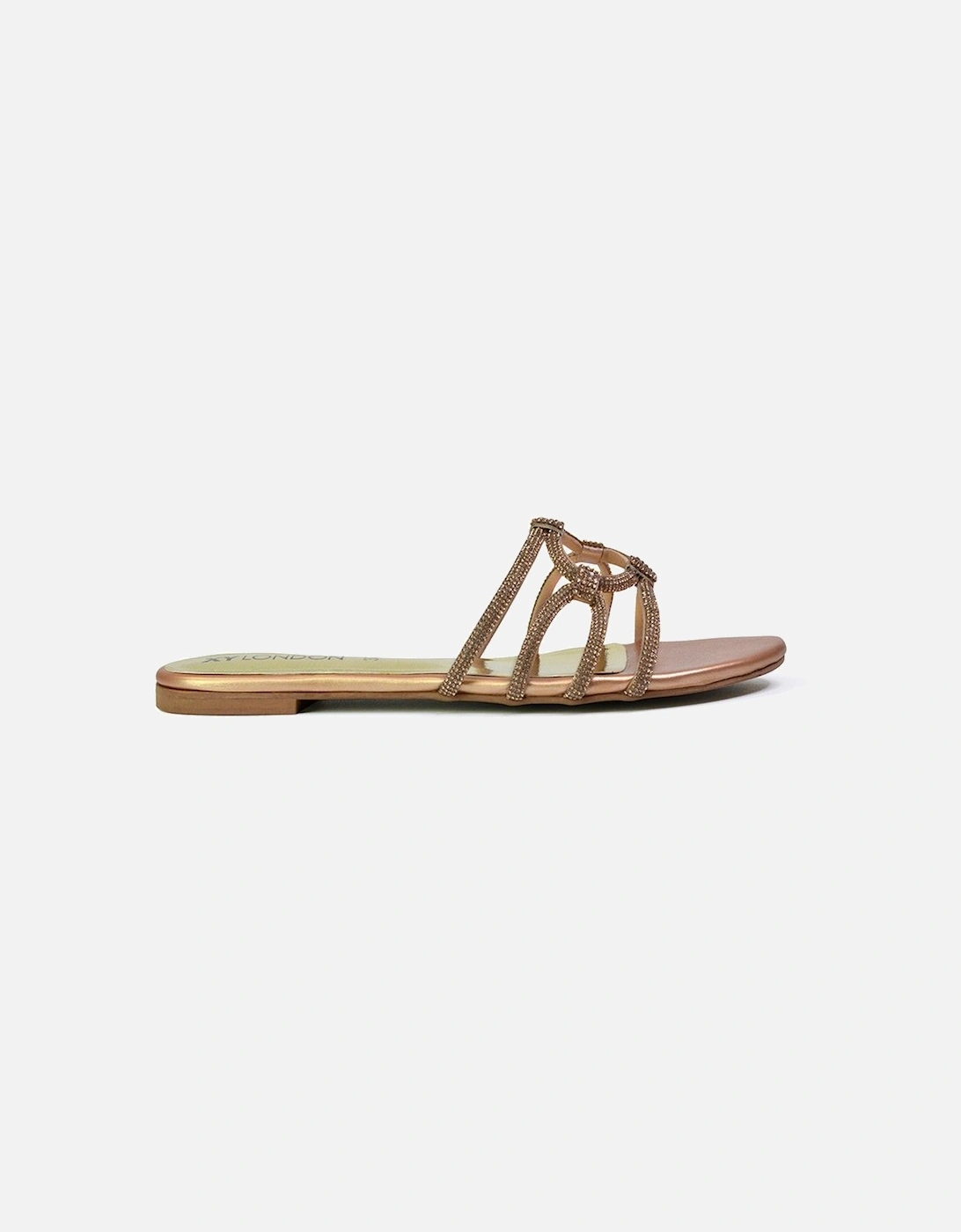 'Tiger' Flat Diamante Sandal Statement Sparkly Sliders, 2 of 1