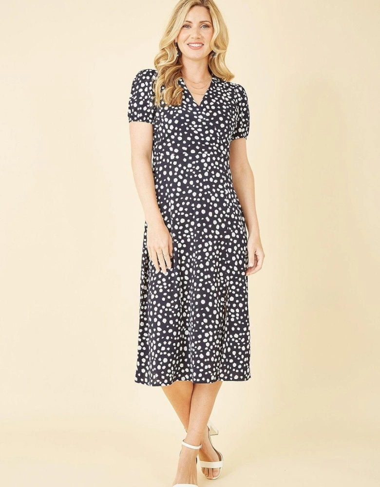 Navy Spot Midi Tea Dress