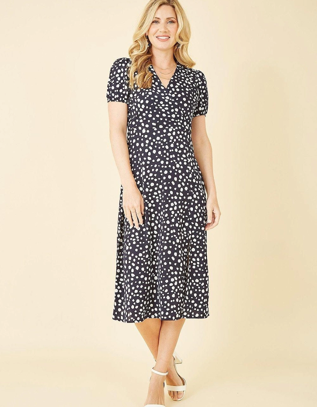 Navy Spot Midi Tea Dress, 2 of 1
