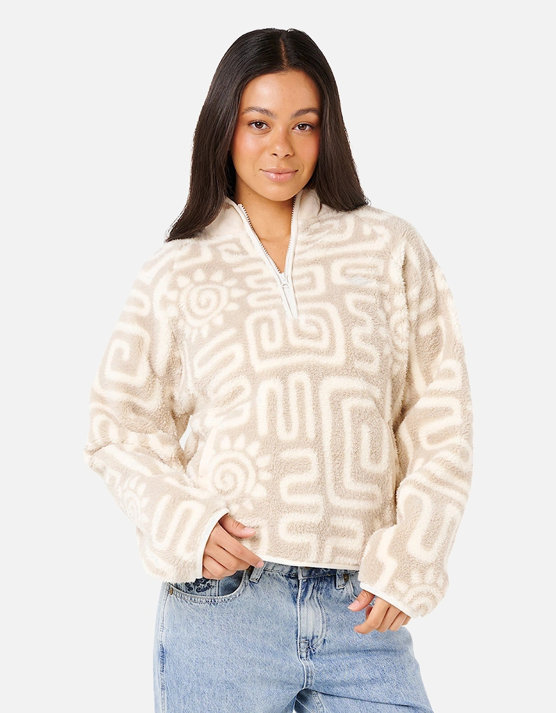 Rip Curl Womens Sunset Luau Polar Patterned Half Zip Fleece, 2 of 1