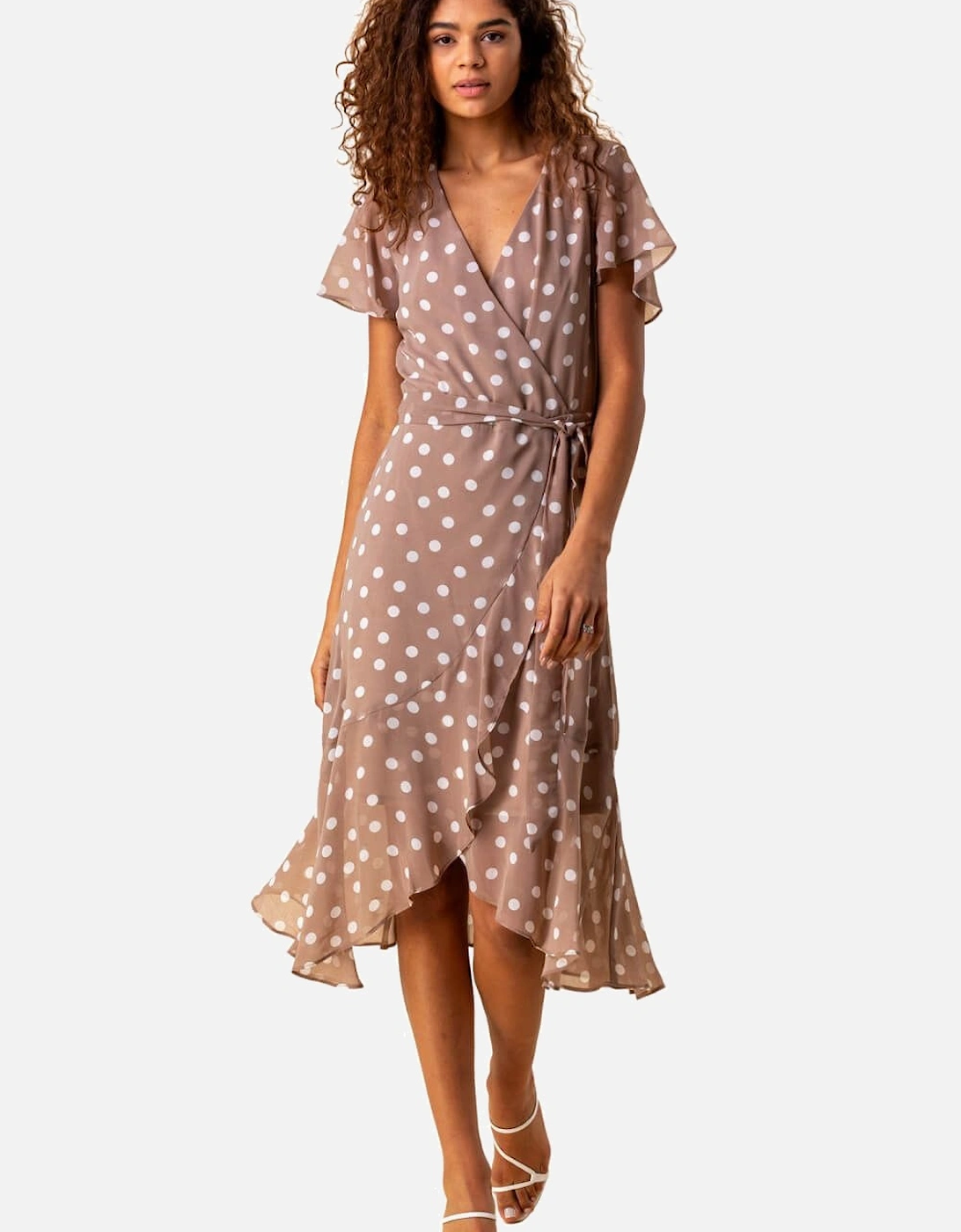 Spot Print Frilled Hem Wrap Dress, 2 of 1
