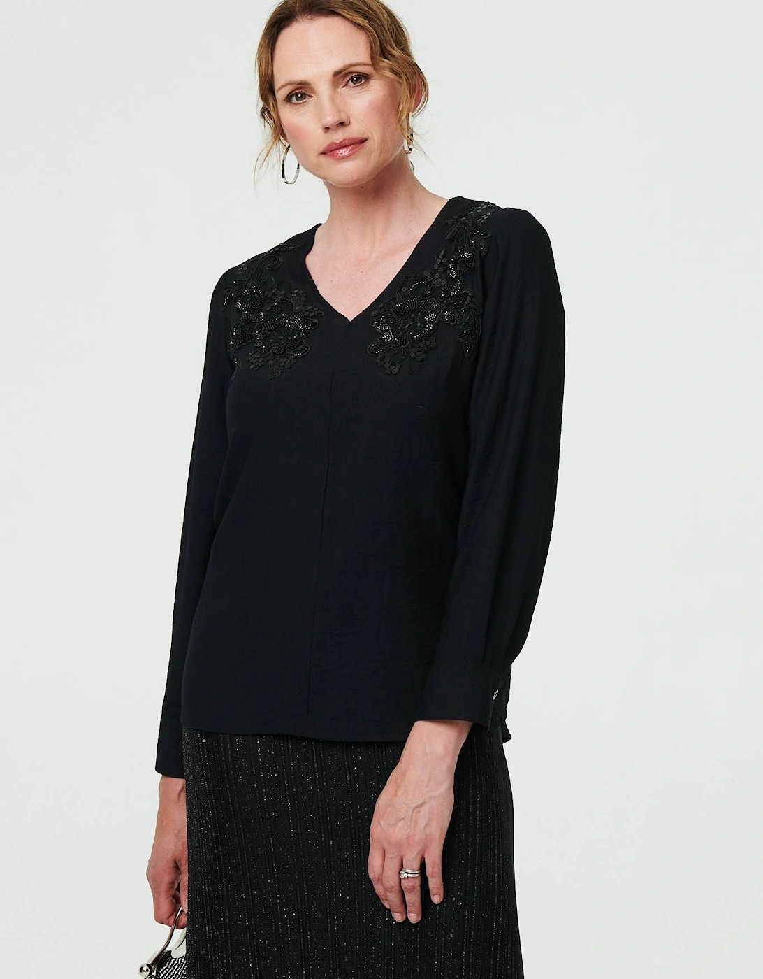 Floral Embroidered Long Sleeve Top, 2 of 1