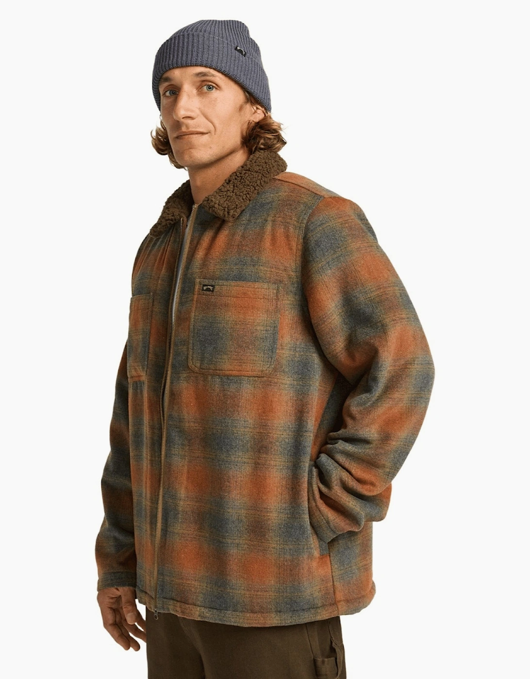 Men's Billabong Mens Hills Sherpa Fleece Lined Shaket - Otter - Size: 38/Regular