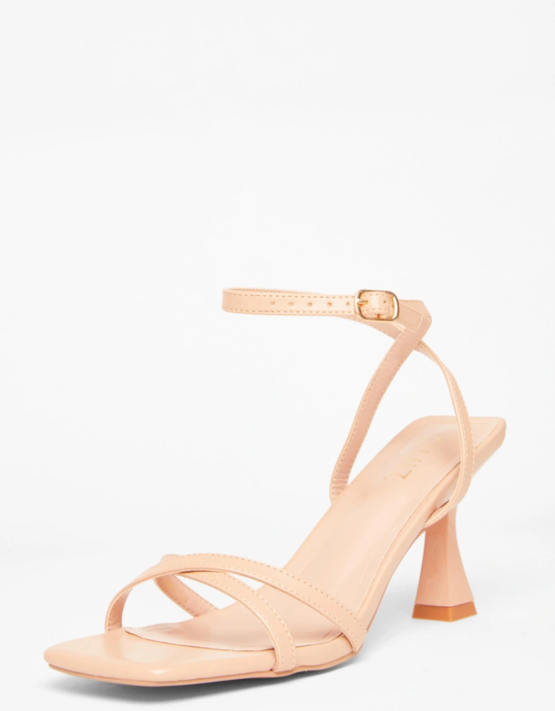 Nude Strappy Flared Heels
