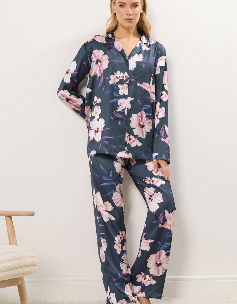 Tall Floral Satin Pyjama Set