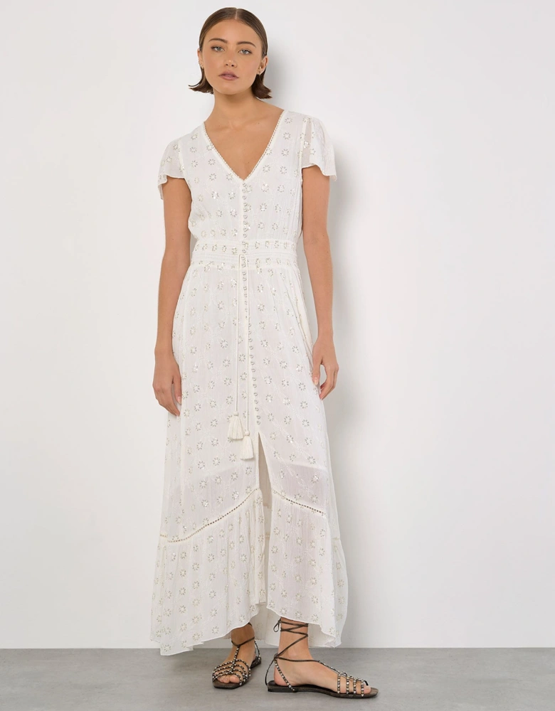 Embroidered Sequin Maxi Dress