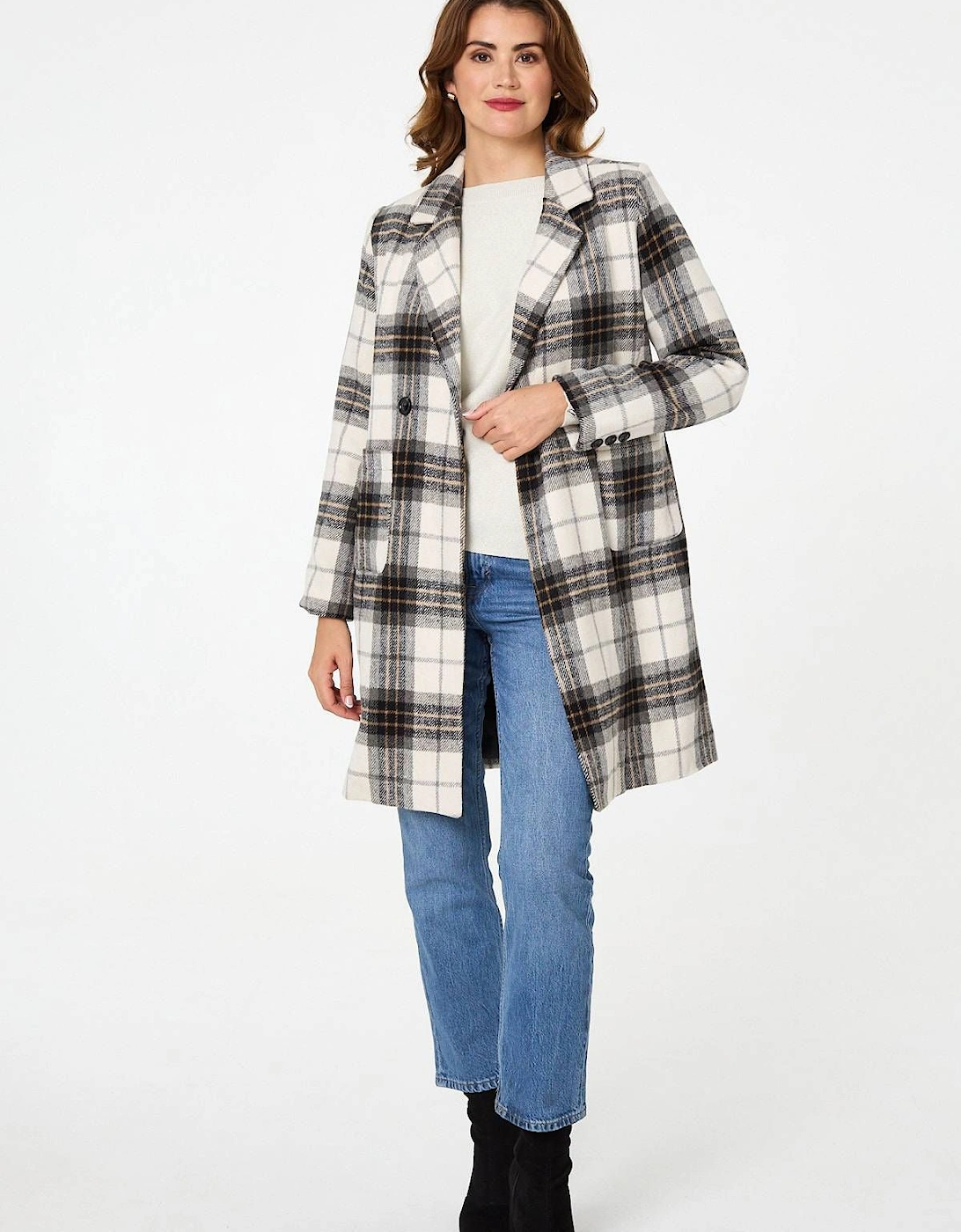 Checked Double Breasted Longline Coat, 2 of 1