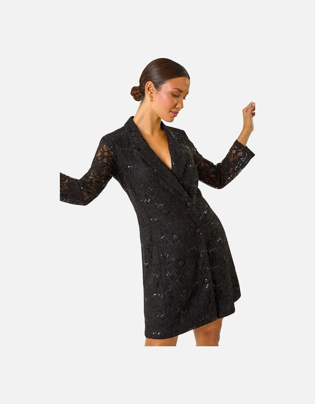 Sequin Lace Blazer Dress, 2 of 1