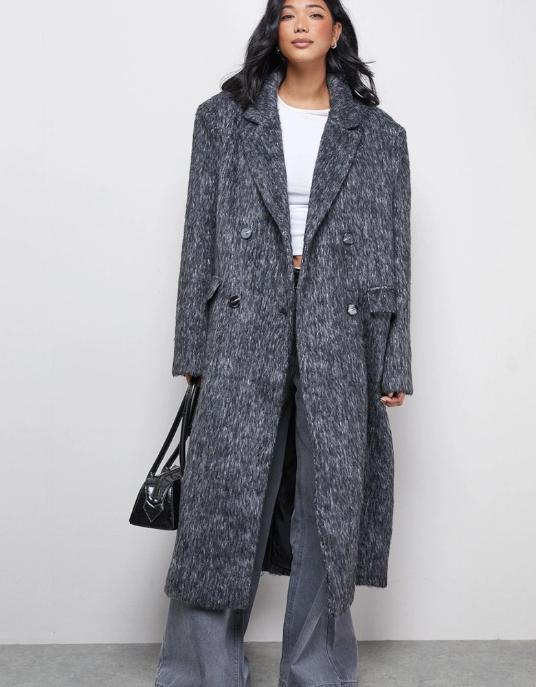 Wool Look Structured Shoulder Coat
