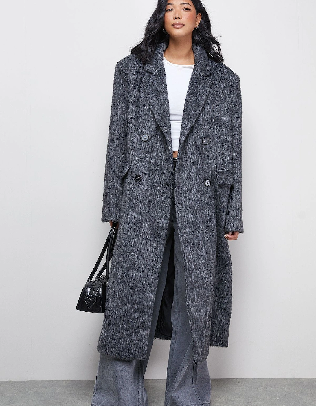 Wool Look Structured Shoulder Coat, 2 of 1