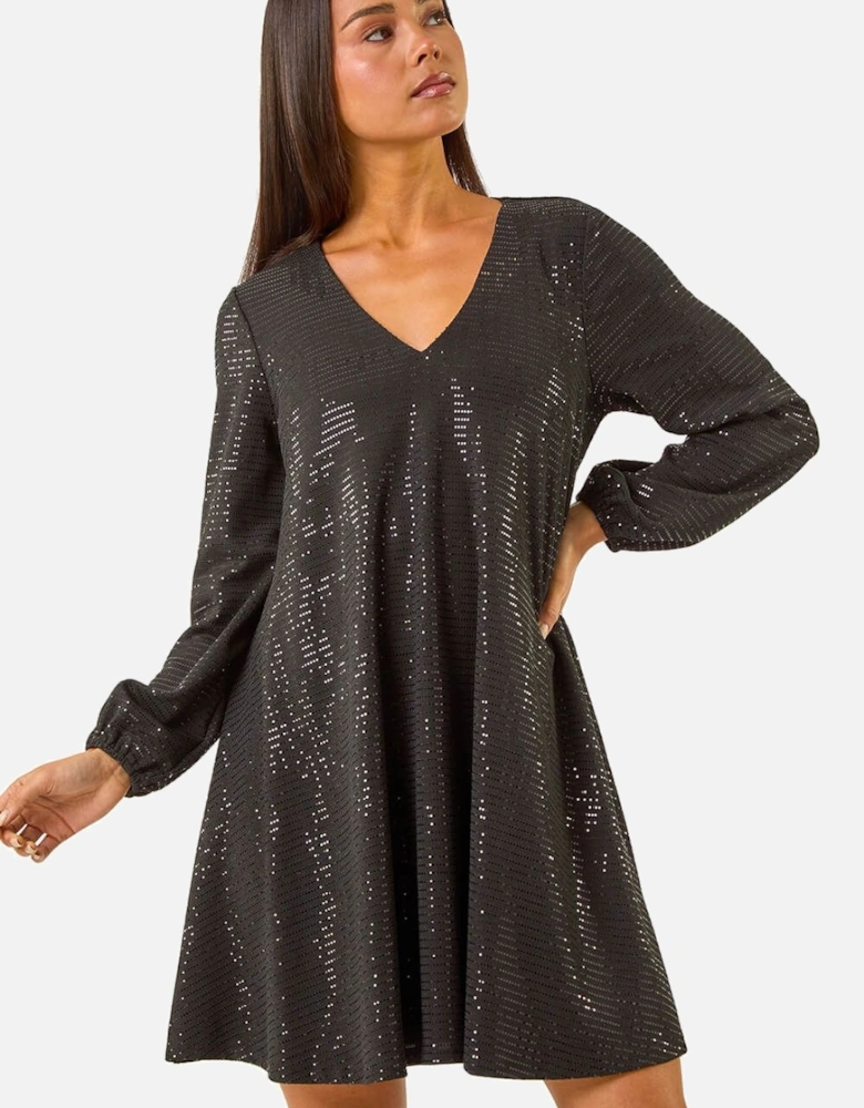 Petite Sparkle Swing Stretch Dress