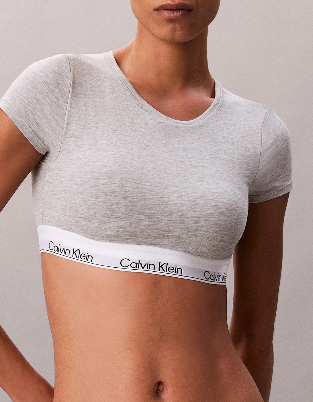 Womens T-Shirt Bralette Icon Cotton Modal Grey, 5 of 4