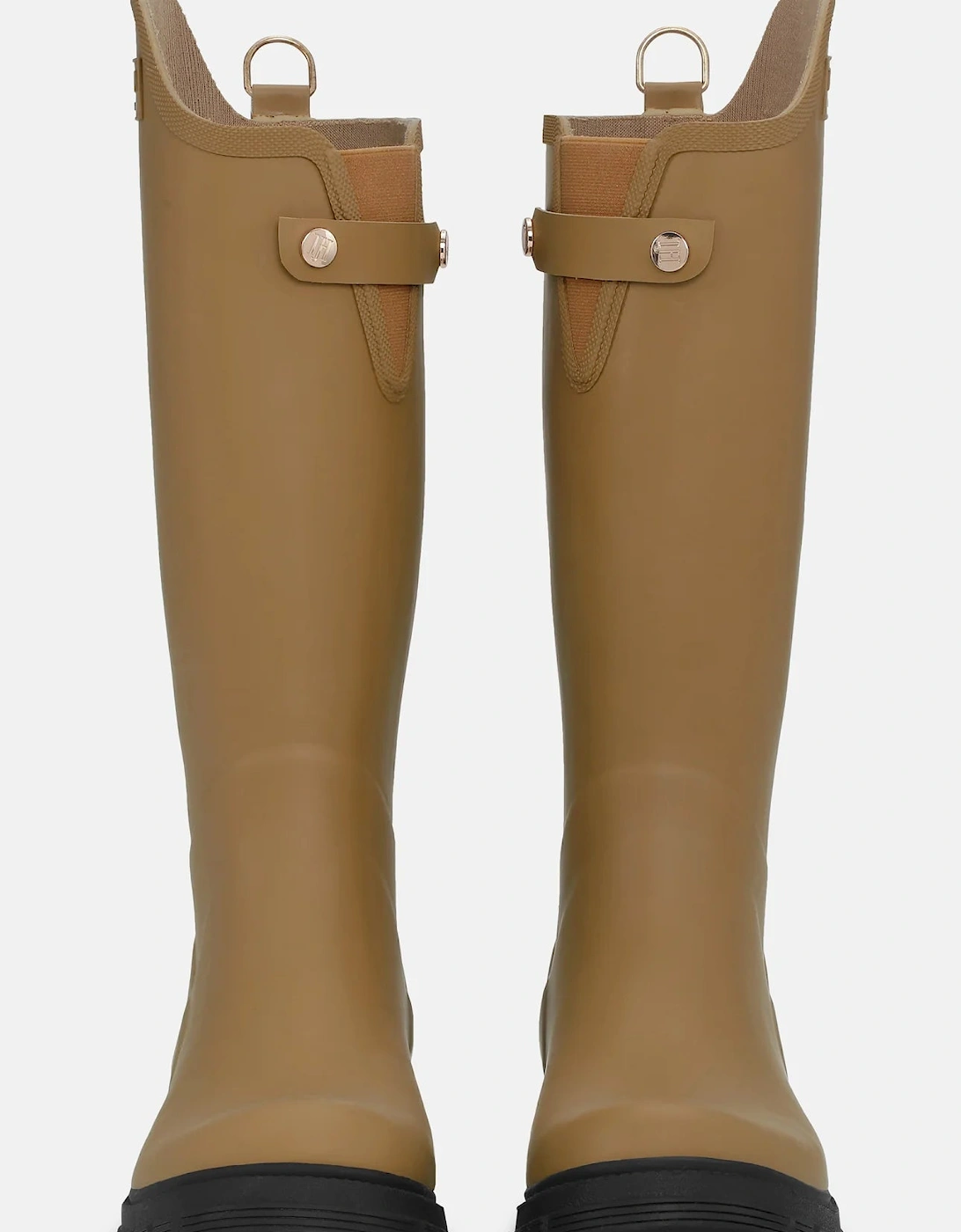 Asymmetric rain boots in mocha