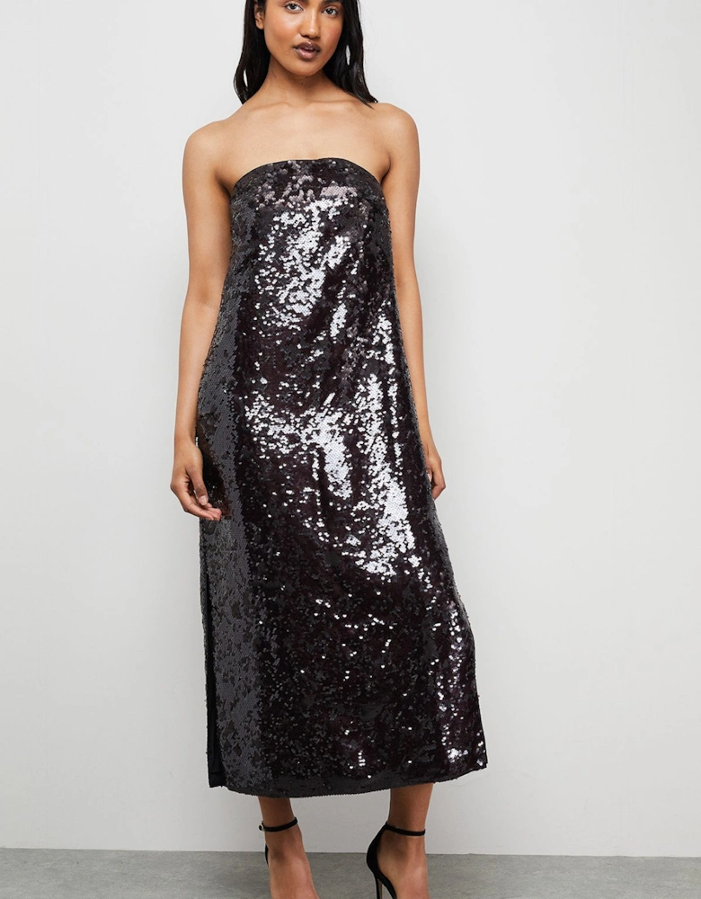 Sequin Bandeau Midi Dress