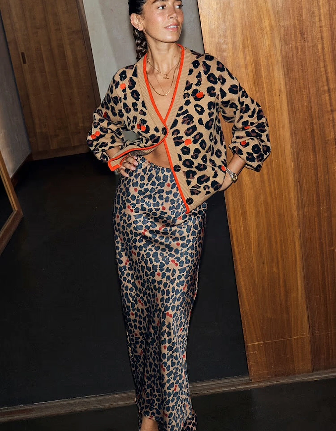 Cherry leopard cardigan