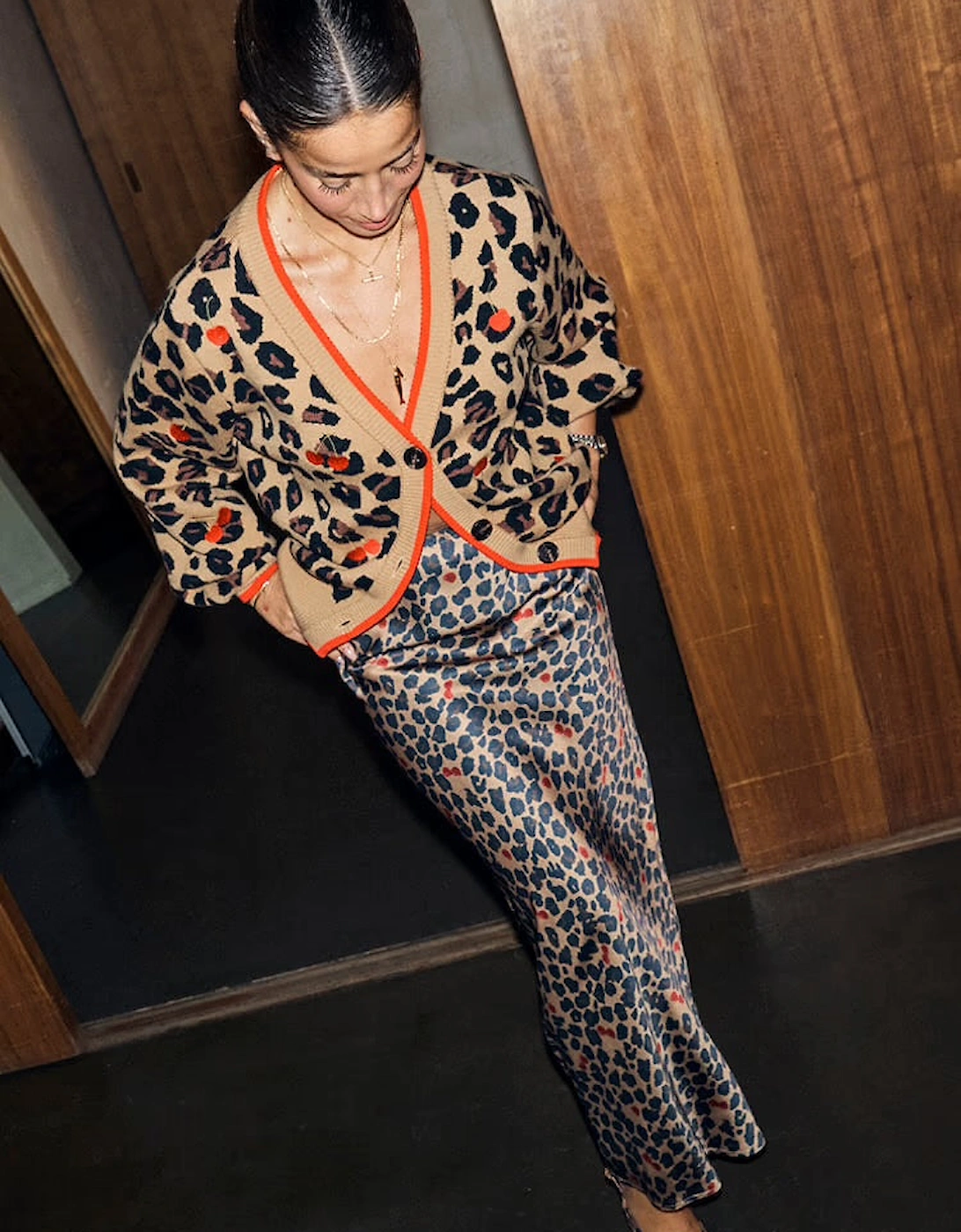 Cherry leopard cardigan