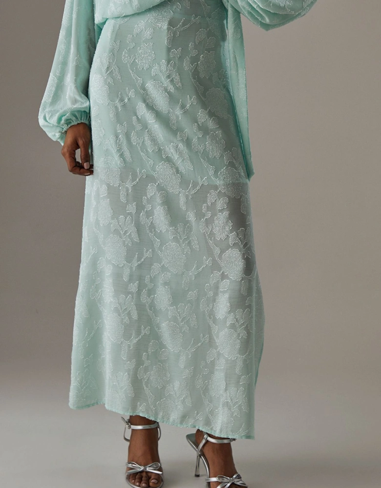 Chiffon Jacquard Bias Maxi Skirt