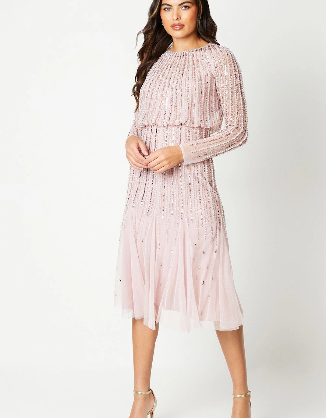 Party Sequin Long Sleeve Midi Dress, 2 of 1