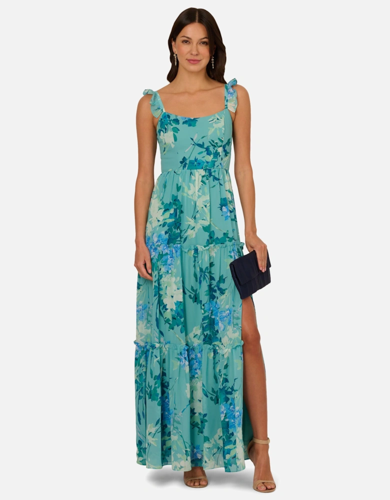 Print Chiffon Ruffle Dress
