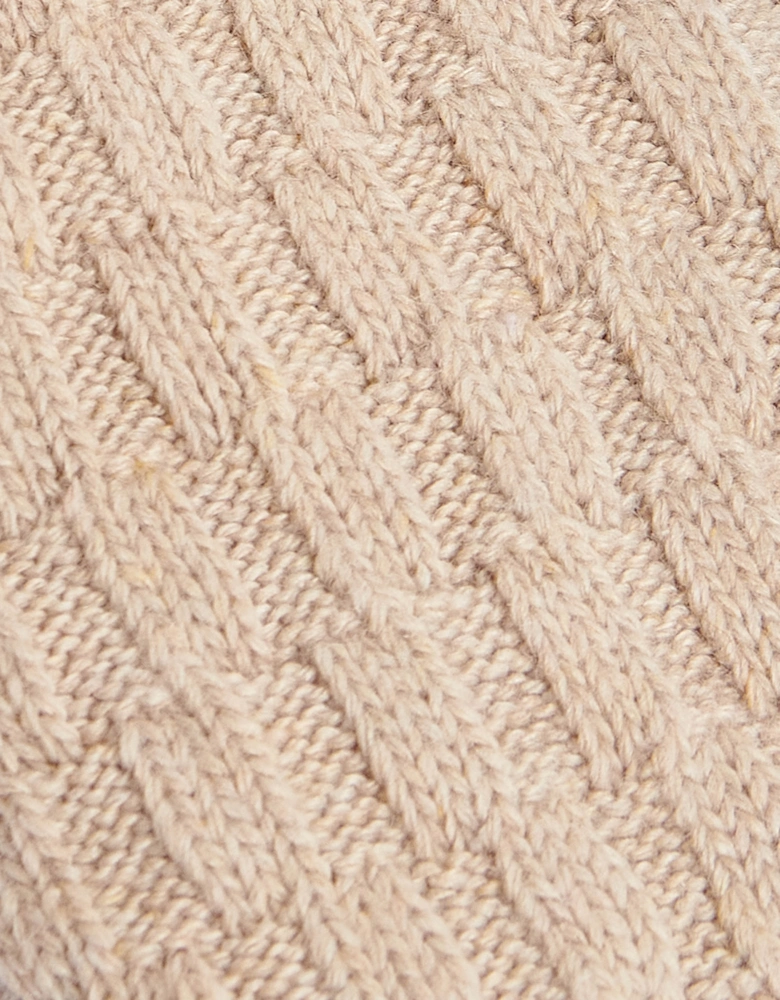 Cable Knit Womens Lounge Socks - Oatmeal