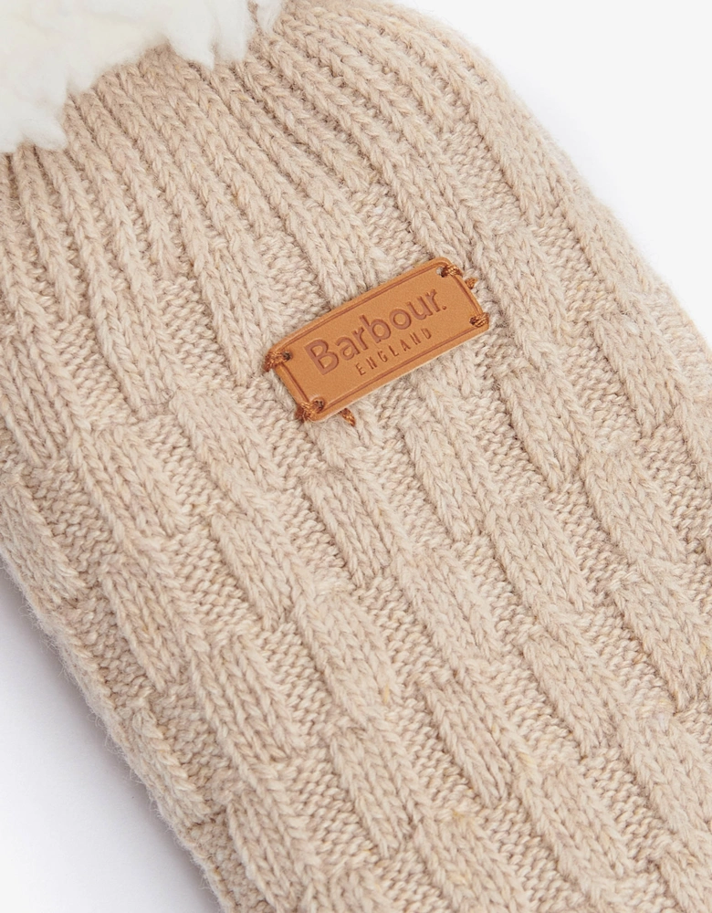 Cable Knit Womens Lounge Socks - Oatmeal