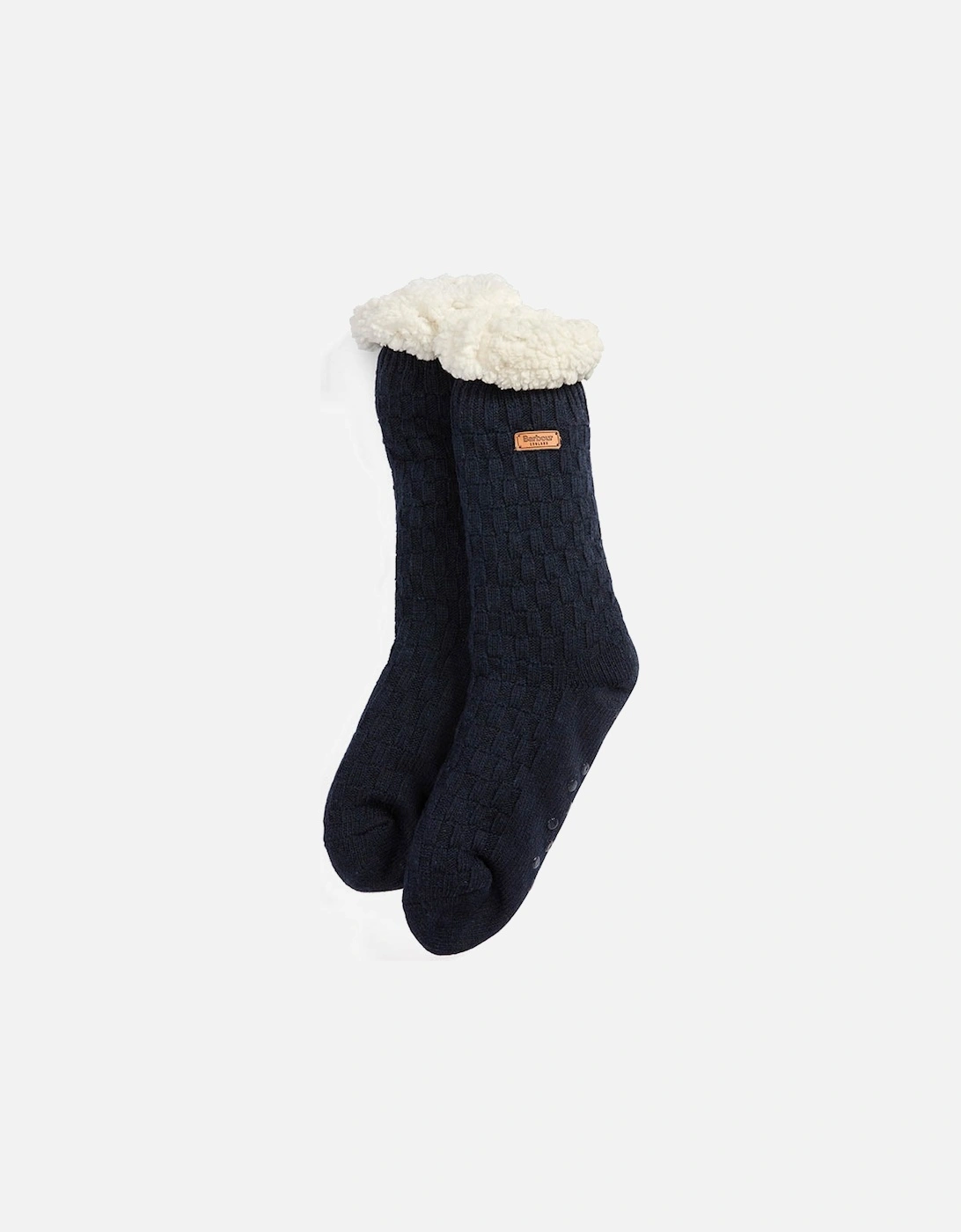 Cable Knit Womens Lounge Socks - Navy, 2 of 1