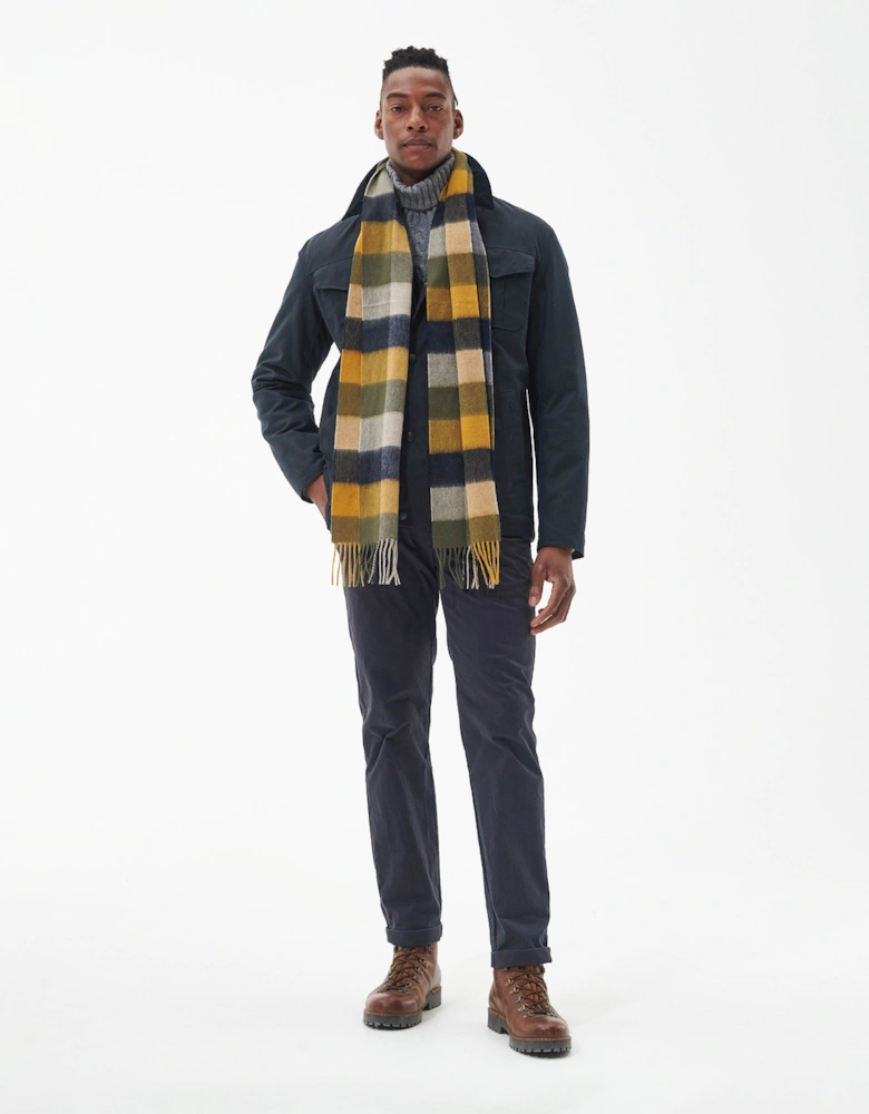 Large Tattersall Lambswool Scarf - Forest Mist