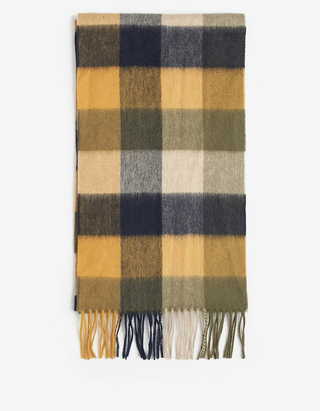 Large Tattersall Lambswool Scarf - Forest Mist