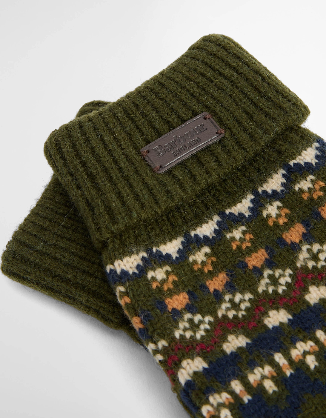 Marlow Mens Fair Isle Knitted Gloves - Olive